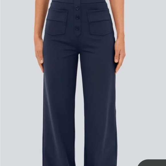 HALARA High Waisted Button Multiple Pocket Casual Pants Sz XS NWT Midnight Blue - Picture 1 of 4